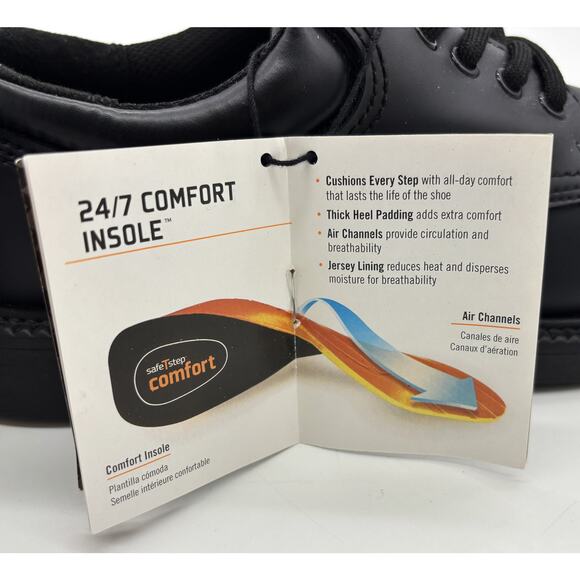 Safe T Step Work Shoes Mens 9 Black Lace Up Slip Resistant Sole Comfort 137921 - Picture 9 of 10
